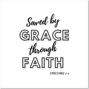 Saved by Grace Through Faith Christian Bible Verse Posters and Art